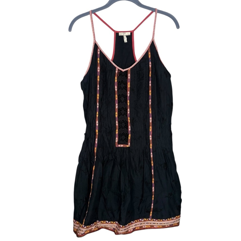 Joie Horlane embroidered cotton mini slip dress womens size small black red boho